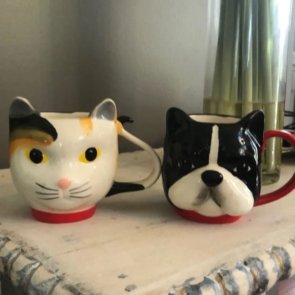 Cat and dog west elm mug set